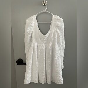 ASOS White Long Sleeve Textured Dress